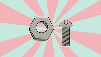 Animated nuts and bolts with a rotating background video