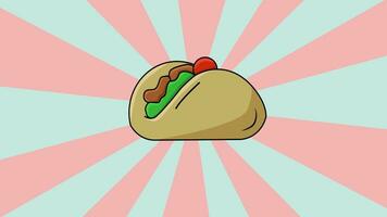 Taco animation with rotating background video