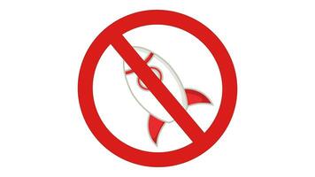 Animation von das Logo zum das Bereich wo fliegend Raketen ist verboten video