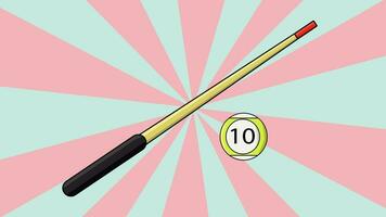 Animation of billiard sticks and balls with a rotating background video