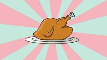 animated roast chicken with a rotating background video