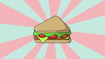 animado sanduíche com rotativo fundo video