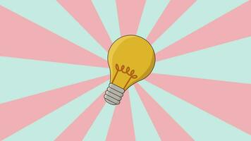 animated light bulb with a rotating background video