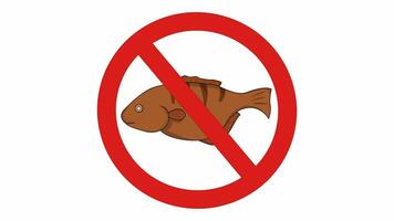 logo animation est interdit de apportant frit poisson video