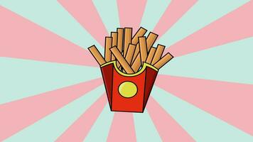 animated french fries with a rotating background video