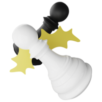 Black pawn vs white pawn clipart flat design icon isolated on transparent background, 3D render chess and board game concept png