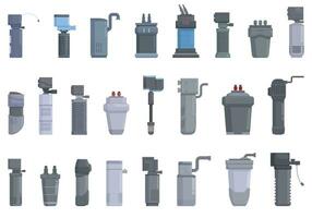 Aquarium Filter icons set cartoon vector. Care water vector