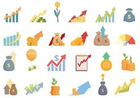 Profit icons set cartoon vector. Money invest vector