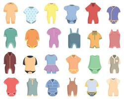 Romper icons set cartoon vector. Baby fashion vector