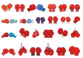 boxeo guantes íconos conjunto dibujos animados vector. batalla partido vector