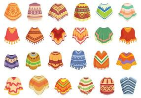 Poncho icons set cartoon vector. Fashion wear vector