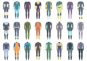 Wetsuit icons set cartoon vector. Water beach vector