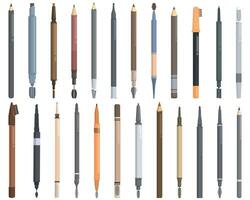 Brow Pencil icons set cartoon vector. Make spa vector