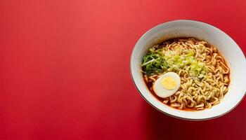 Gourmet ramen noodles in a steaming bowl generated by AI photo