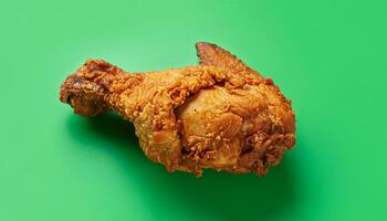 fried chicken positioned on the left with a green background photo