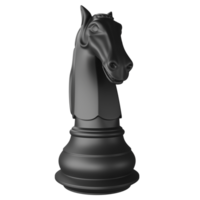 Black knight chess piece clipart flat design icon isolated on transparent background, 3D render chess and board game concept png