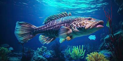 ai generado. ai generativo. realista foto ilustración de atlántico bacalao pez. pescar submarino salvaje náutico mundo. gráfico Arte