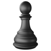 Black pawn chess piece clipart flat design icon isolated on transparent background, 3D render chess and board game concept png
