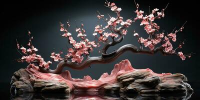 AI Generated. AI Generative. Asian Japanese flower plant sakura cherry blossom little tree decoration. Graphic Art photo