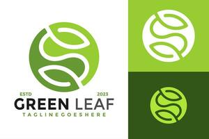 letra s verde hoja logo diseño vector símbolo icono ilustración