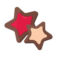 Christmas ginger cookies in the shape of a star on a white background vector