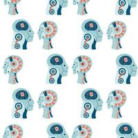 Technology seamless pattern with humanoids robots. vector