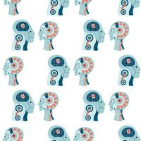 Technology seamless pattern with humanoids robots. vector