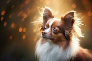 de cerca de linda perro con hermosa bokeh fondo, generativo ai ilustración foto