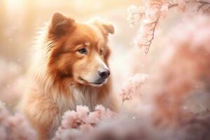 Close-up of cute dog with beautiful bokeh background, Generative AI illustration photo