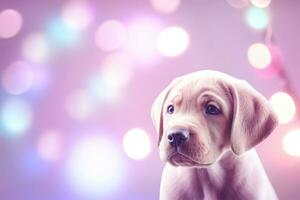 Close-up of cute dog with beautiful bokeh background, Generative AI illustration photo