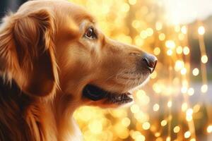 de cerca de linda perro con hermosa bokeh fondo, generativo ai ilustración foto