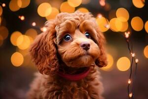 Close-up of cute dog with beautiful bokeh background, Generative AI illustration photo