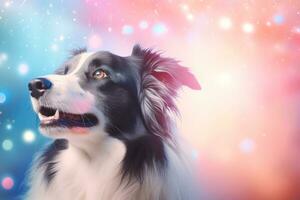 Close-up of cute dog with beautiful bokeh background, Generative AI illustration photo