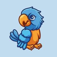 Cute Blue Parrot Kids Cartoon Illustration Mascot vector