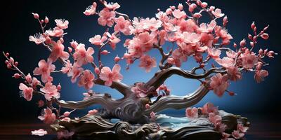 AI Generated. AI Generative. Asian Japanese flower plant sakura cherry blossom little tree decoration. Graphic Art photo