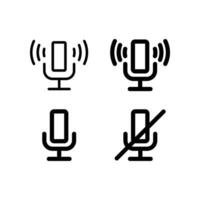 Microphone muted and unmuted icon set. Classic mic shape. Vector design.