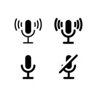 Microphone muted and unmuted icon set. Classic mic shape. Vector design.