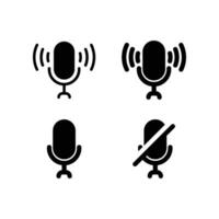 Microphone muted and unmuted icon set. Classic mic shape. Vector design.