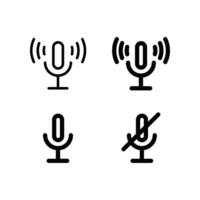 Microphone muted and unmuted icon set. Classic mic shape. Vector design.