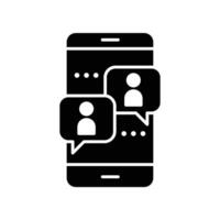 Chat messages smartphone, Sms on mobile phone screen. Man, woman couple chatting, Messaging using chat app or social network. Vector icon.