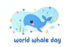 world whale day. Postcard, whale holding the earth. Tshirt print, baby. vector