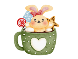 cute animal in christmas mug png