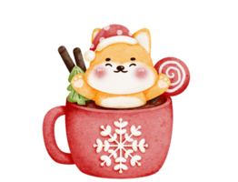 cute animal in christmas mug png