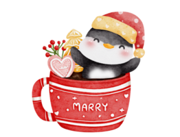 cute animal in christmas mug png