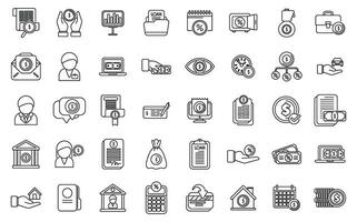 Loan manager icons set outline vector. Car fund vector