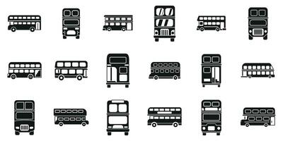 London bus icons set simple vector. Double decker vector