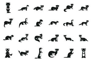 Weasel icons set simple vector. Ermine animal vector