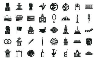 kathmandu íconos conjunto sencillo vector. turismo horizonte vector