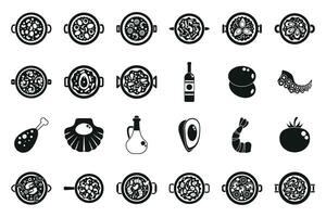 Paella icons set simple vector. Dish cook vector