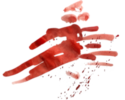 Aquarell Blut Spritzer gemalt isoliert zum Halloween Design. rot tropft Blut fallen Illustration. Blut rot Tropfen. Halloween blutig Hintergrund. png